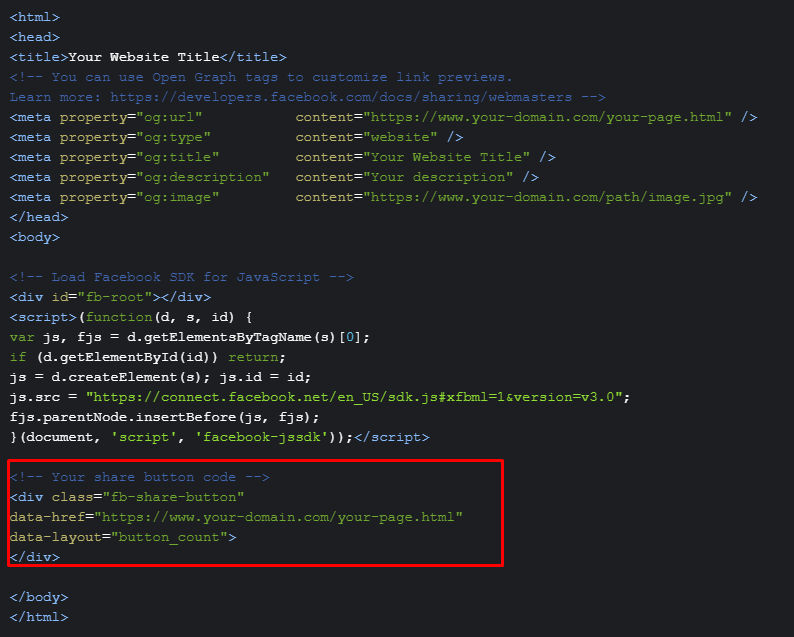 Cách tạo nút share facebook cho website và tích hợp fanpage 3 chèn code nút share