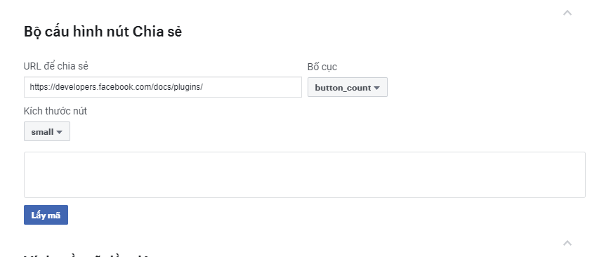 Cách tạo nút share facebook cho website và tích hợp fanpage 2 form tạo nút share facebook