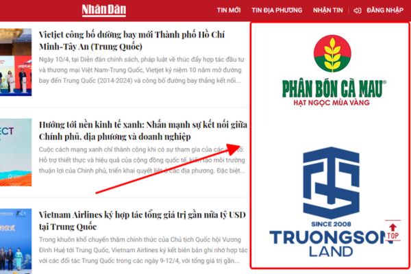 Hình thức quảng cáo trên trang Nhân dân điện tử