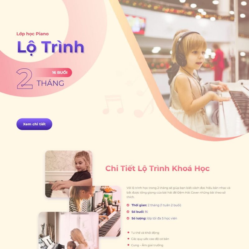 Theme wordpress landing page khóa học đàn piano 3