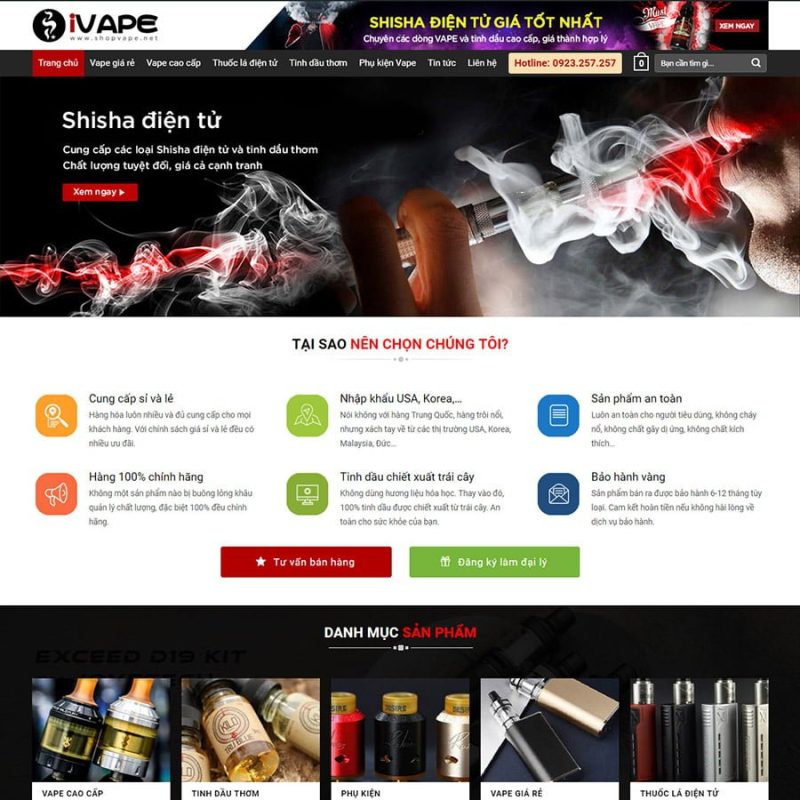 Mẫu web bán vape 3