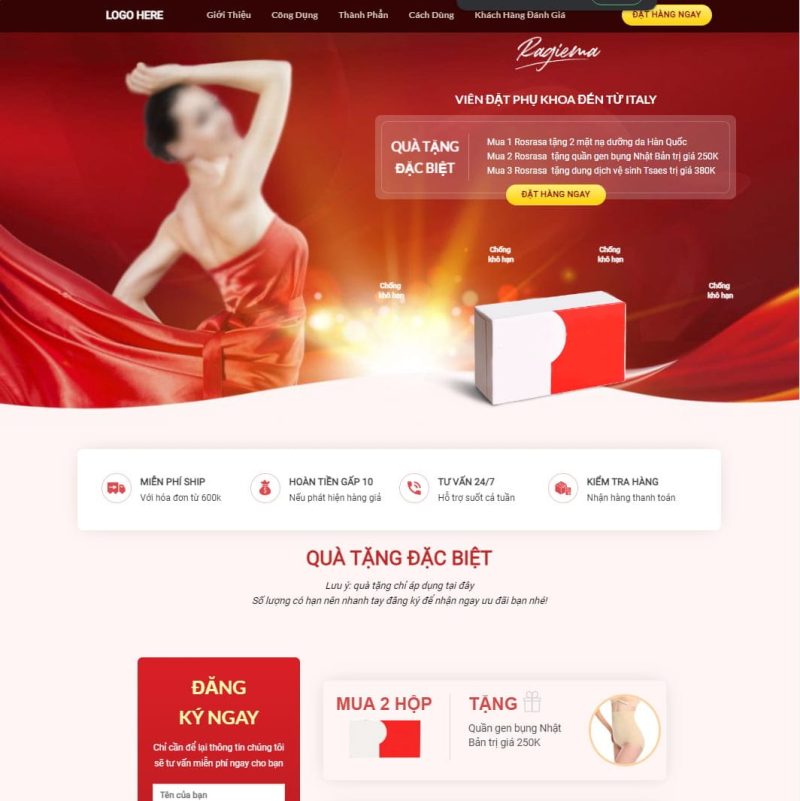 Theme wordpress landing page viên đặt phụ khoa 3