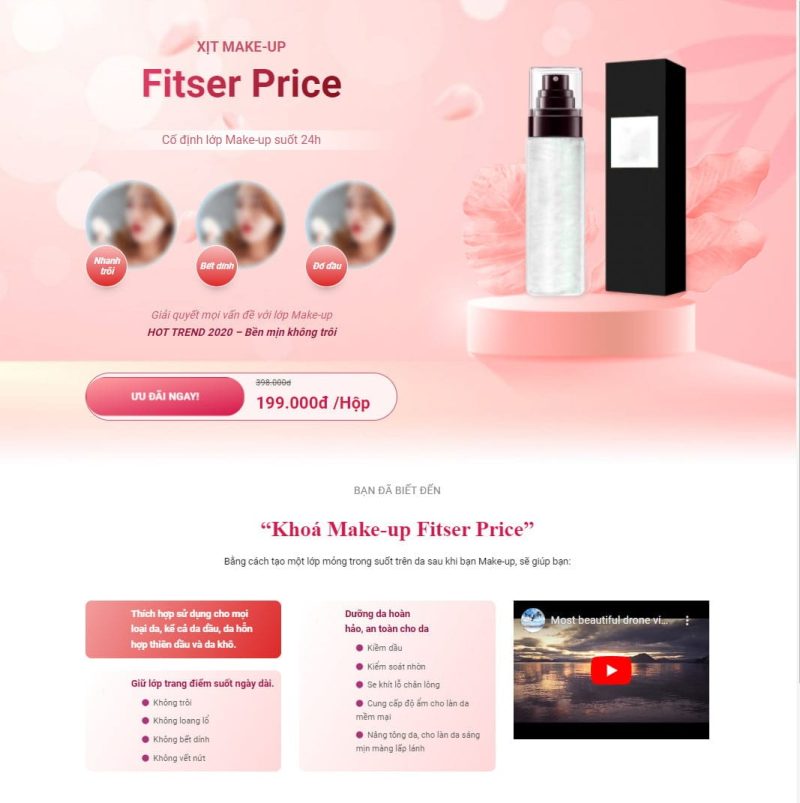 Theme wordpress landing page xịt makup 3