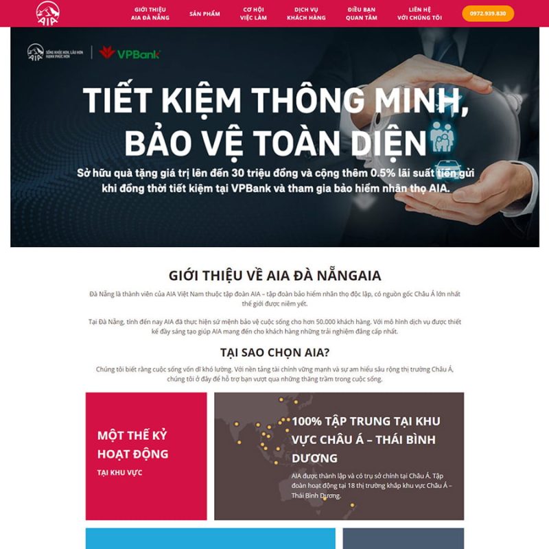 Theme wordpress giới thiệu bảo hiểm AIA 3