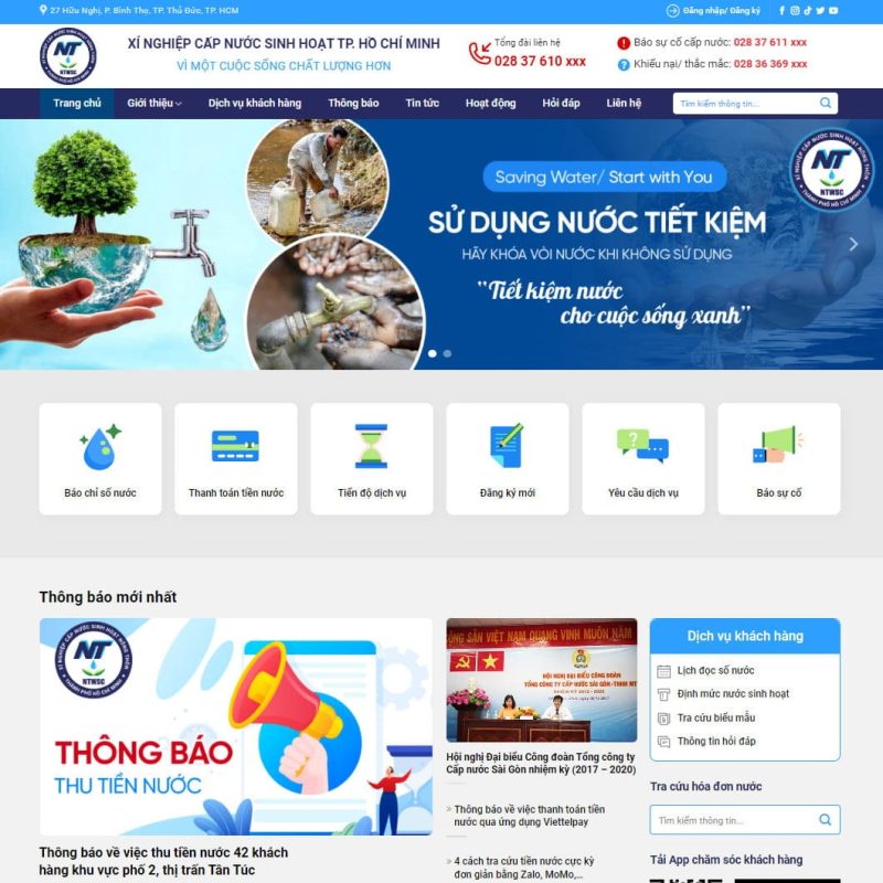 Theme wordpress công ty, xí nghiệp cấp thoát nước 2