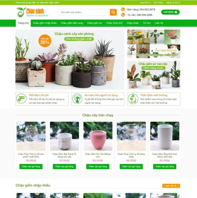 Theme wordpress bán chậu cây, cây xanh 3