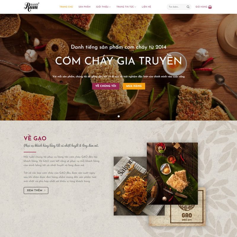 Theme wordpress bán cơm cháy, đồ ăn vặt 3