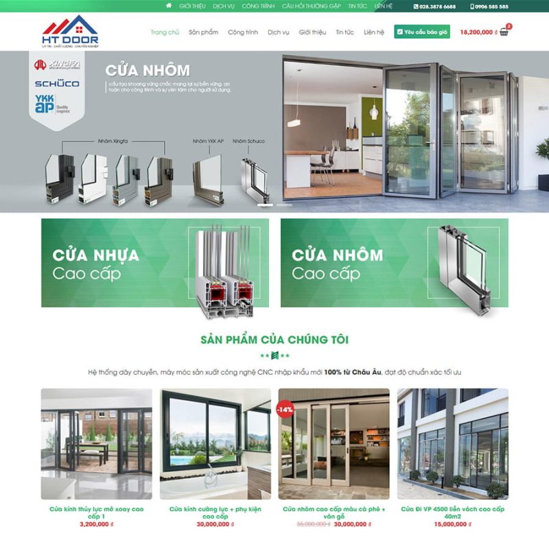 Theme wordpress flatsome bán cửa nhôm 01 3