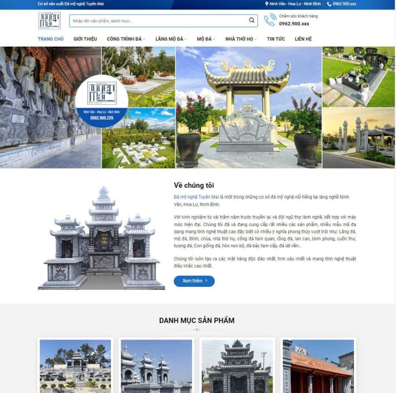 Theme wordpress bán đá mỹ nghệ, lăng mộ đá, bia đá 3