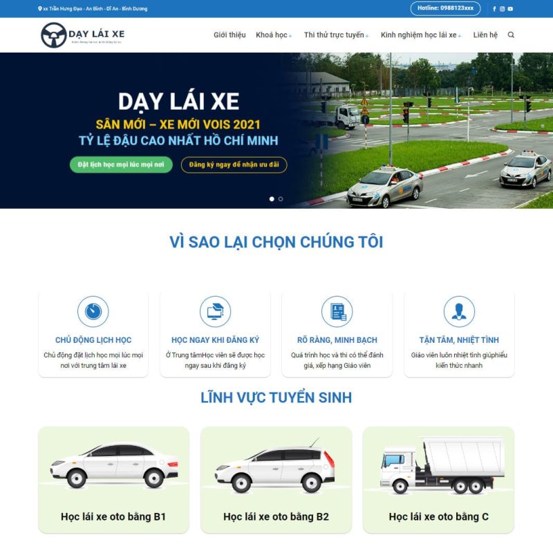 Theme wordpress trung tâm dạy lái xe 3