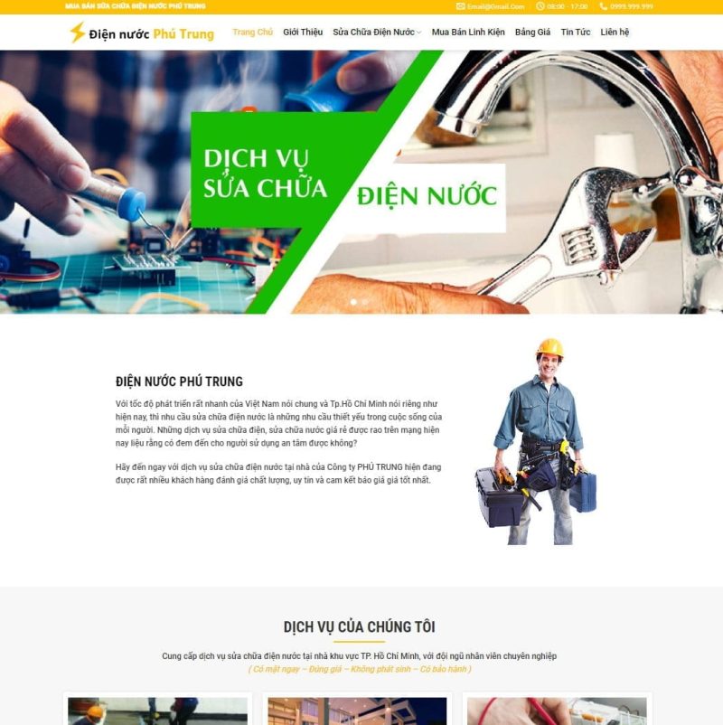 Theme wordpress dịch vụ sửa chữa điện nước 2