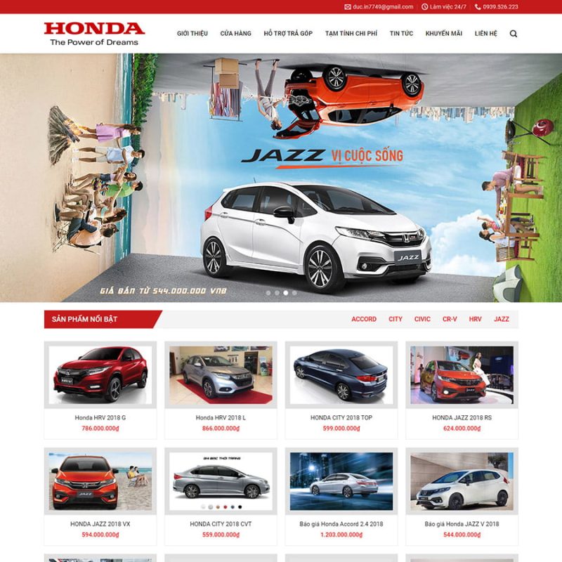 Theme wordpress bán xe honda 3