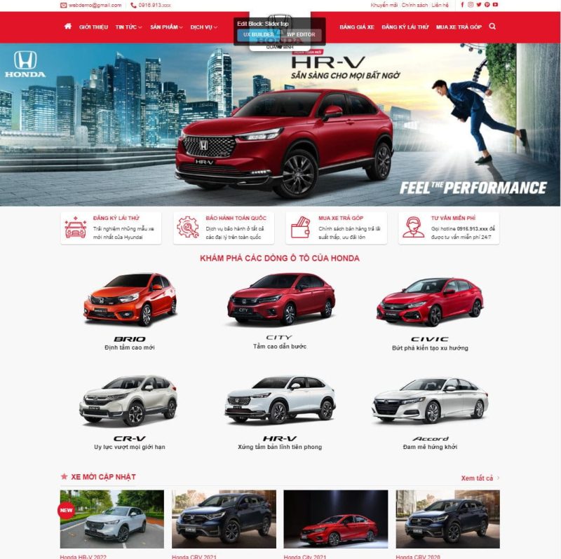 Theme wordpress bán xe honda 01 3