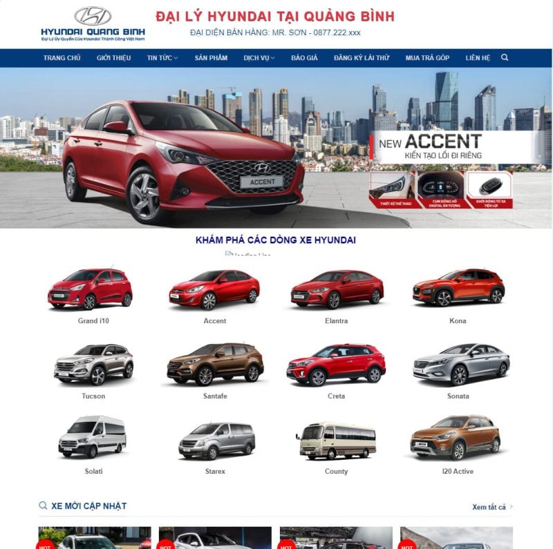 Theme wordpress bán xe hyundai 01 3