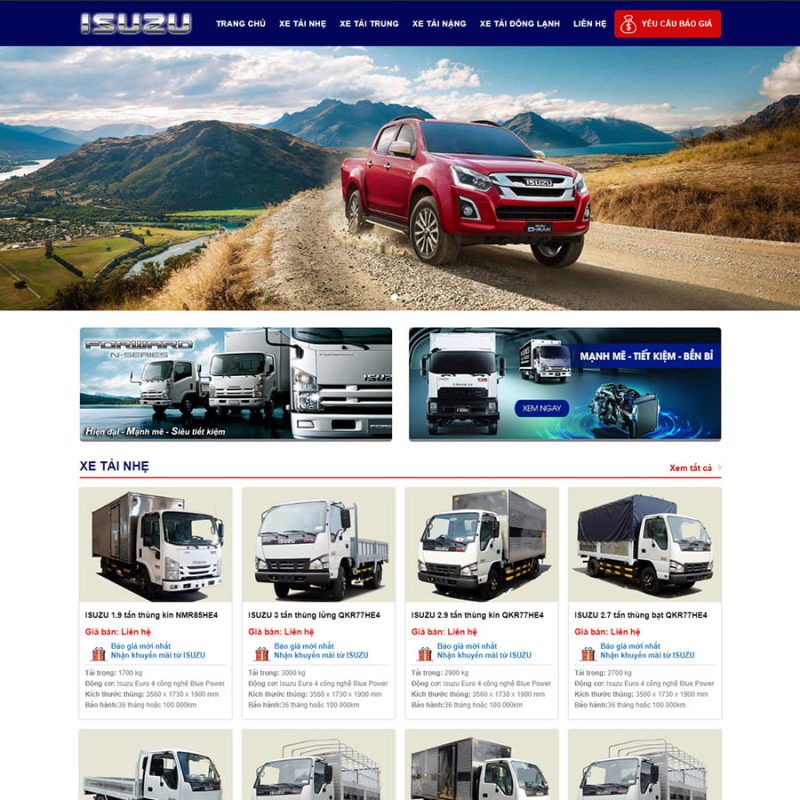 Theme wordpress bán xe Isuzu 3