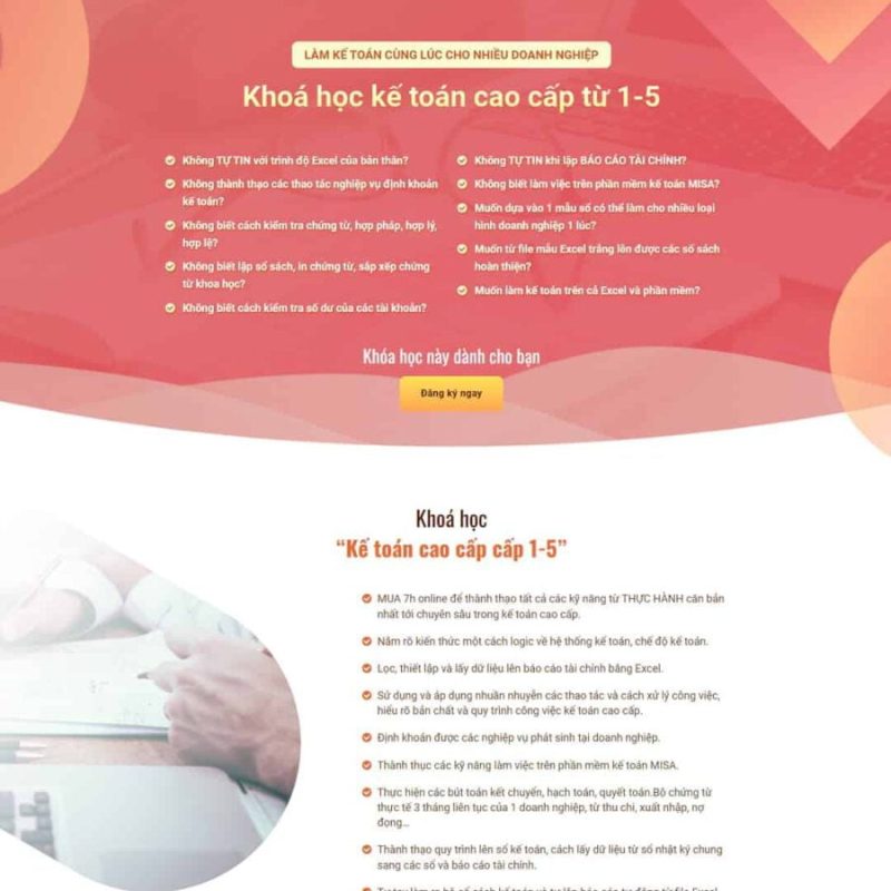 Theme WordPress landing page khóa học kế toán 3