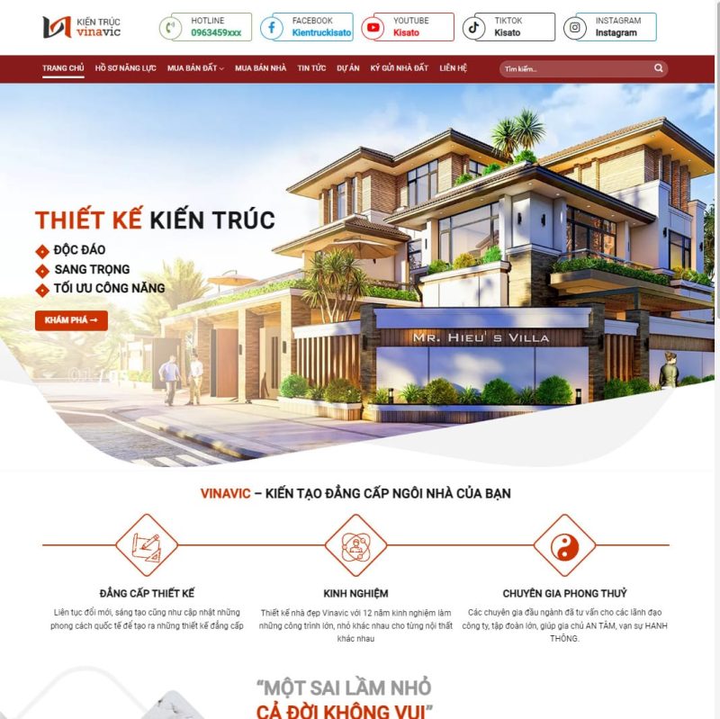 Theme wordpress kiến trúc 5 3