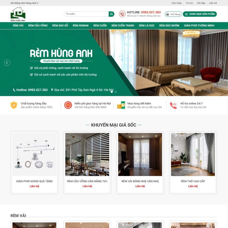 Theme wordpress bán rèm cửa, manh rèm 3