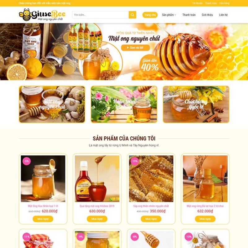 Mẫu web bán mật ong 2