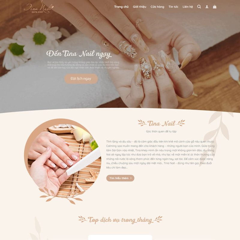 Theme wordpress dịch vụ nail và phụ kiện 3