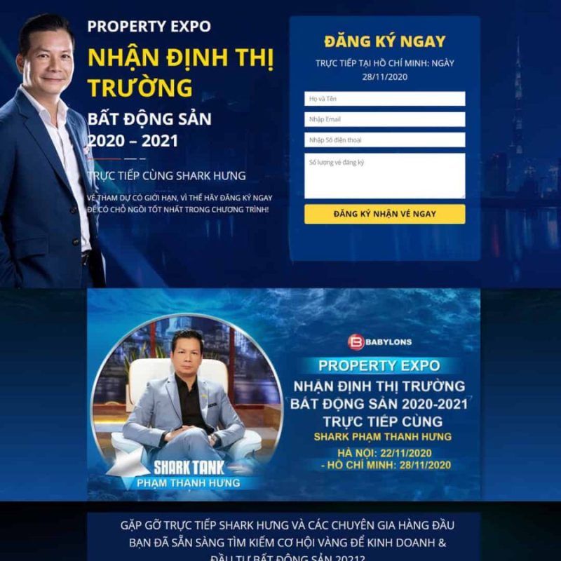 Theme WordPress Landing page tọa đàm shark Hưng 3