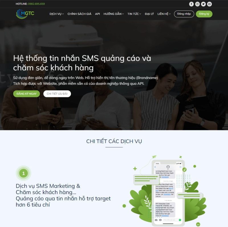 Theme wordpress dịch vụ nhắn tin SMS 3