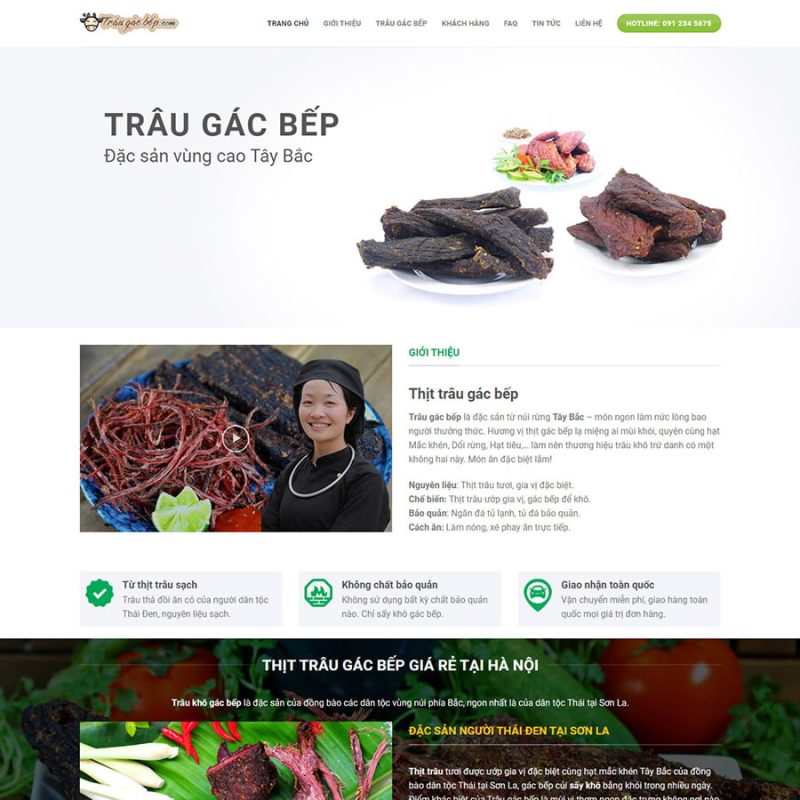 Theme wordpress landing page bán thịt trâu 3