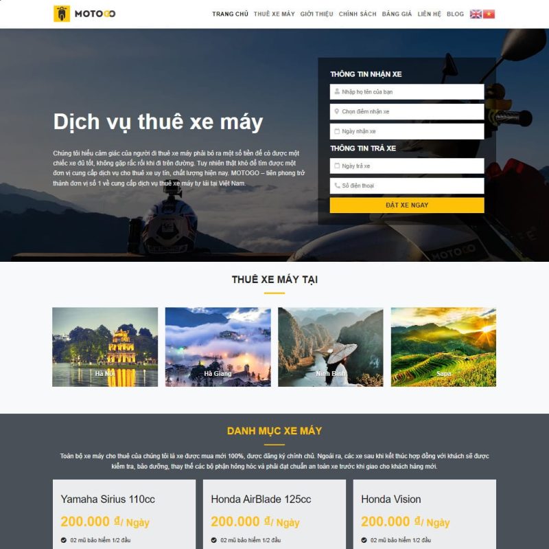 Theme wordpress cho thuê xe máy 3