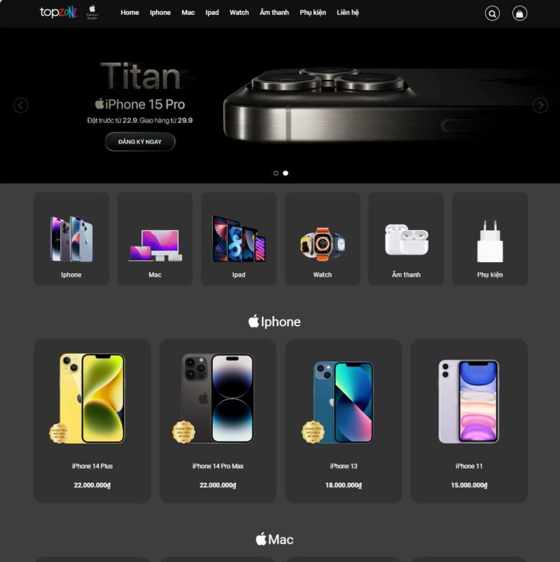 Theme wordpress bán điện thoại giống Topzone 3