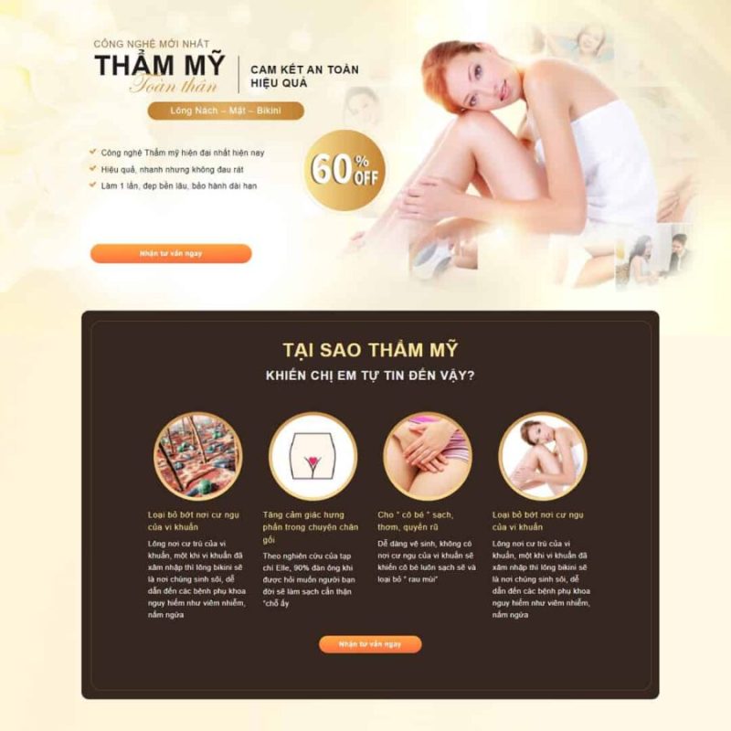 Theme WordPress Landing page triệt lông thẩm mỹ viện 3