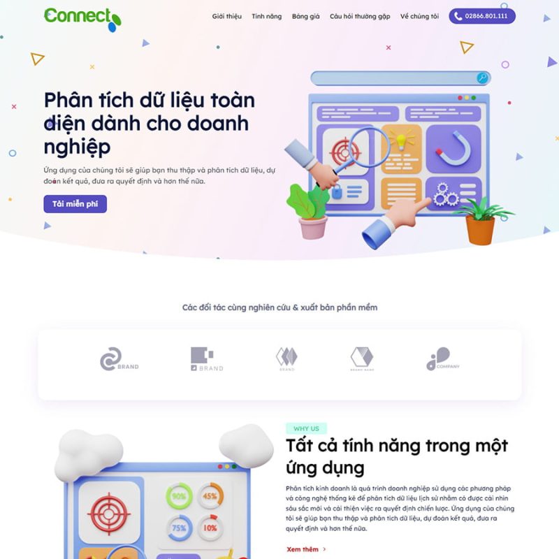 Theme wordpress landing page bán phần mềm, ứng dụng 3