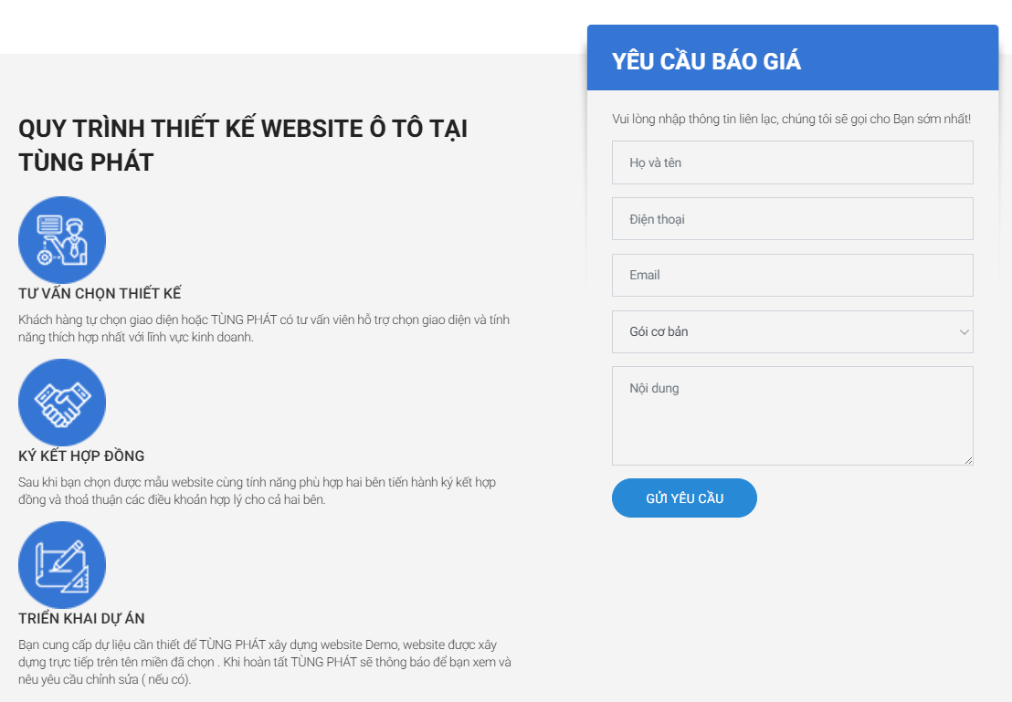 quy trình nhận làm website ô tô tại Tùng Phát