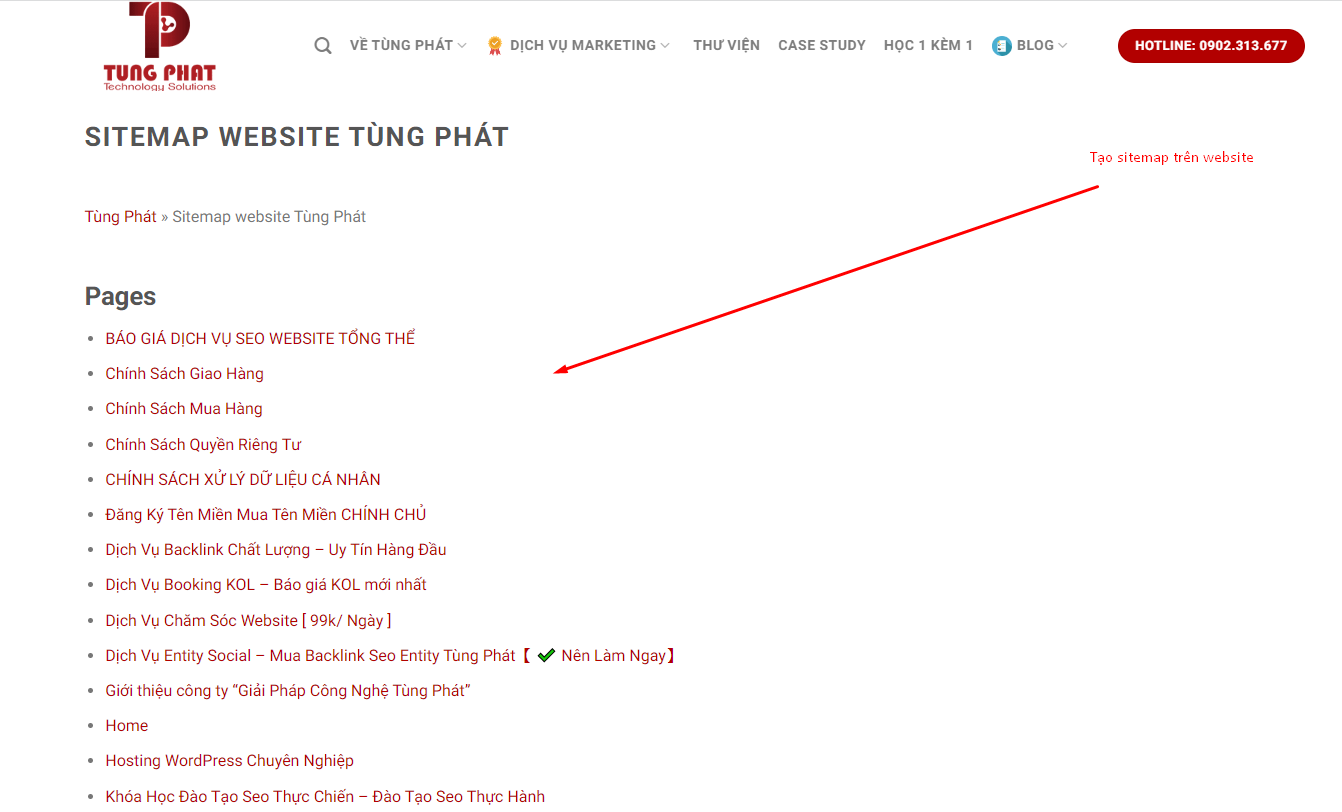 Tạo file Sitemap