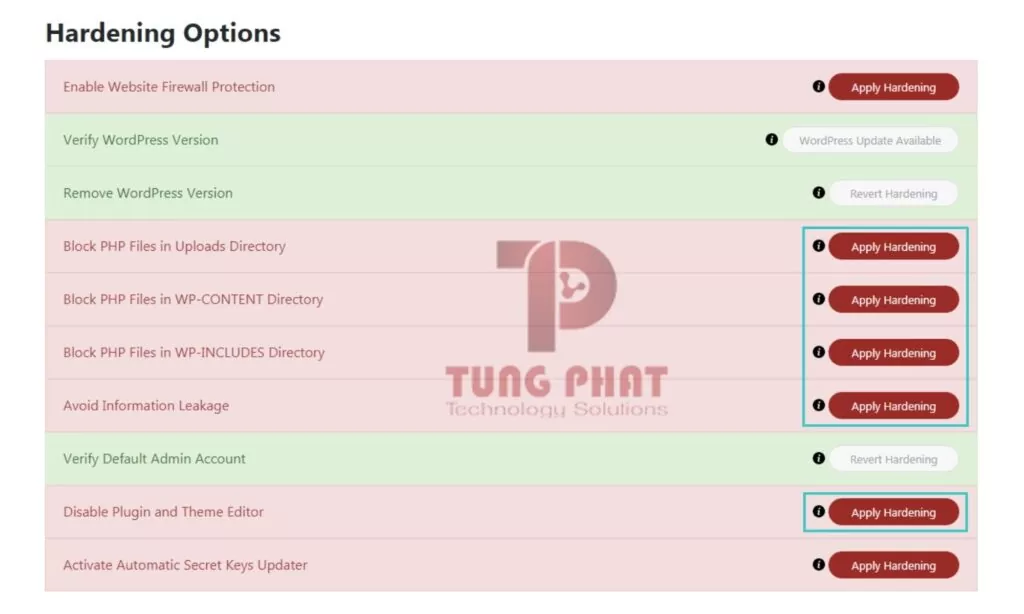 Sucuri Security WordPress - Cách Cài Đặt & Sử Dụng Security - Plugin Bảo Mật WordPress 7 Thiết lập với tab Hardening