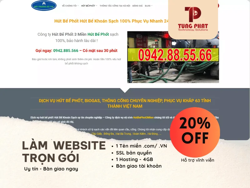 Quy trình thiết kế website hút bể phốt