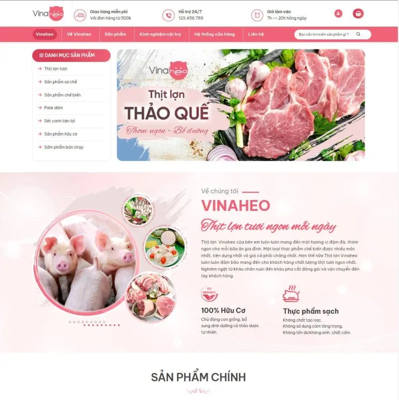 Theme wordpress bán thịt heo sạch