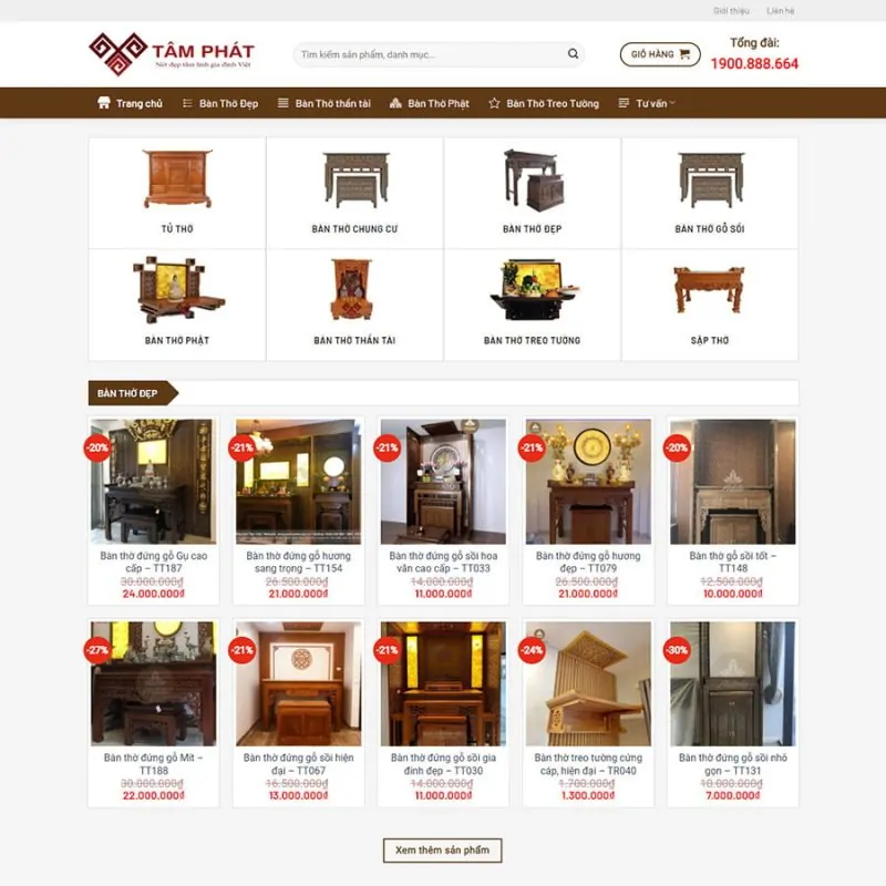Theme wordpress bán bàn thờ, nội thất