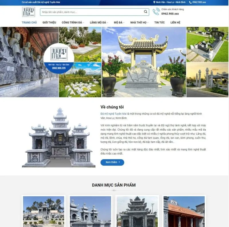 Theme wordpress bán đá mỹ nghệ, lăng mộ đá, bia đá