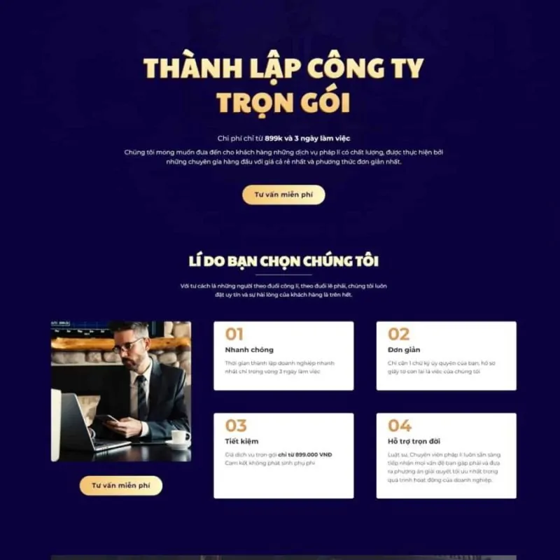 mẫu website luật thành lập công ty