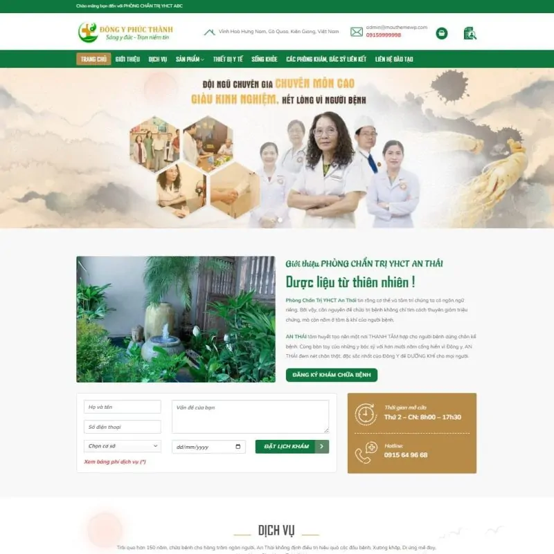 Theme wordpress cơ sở đông y