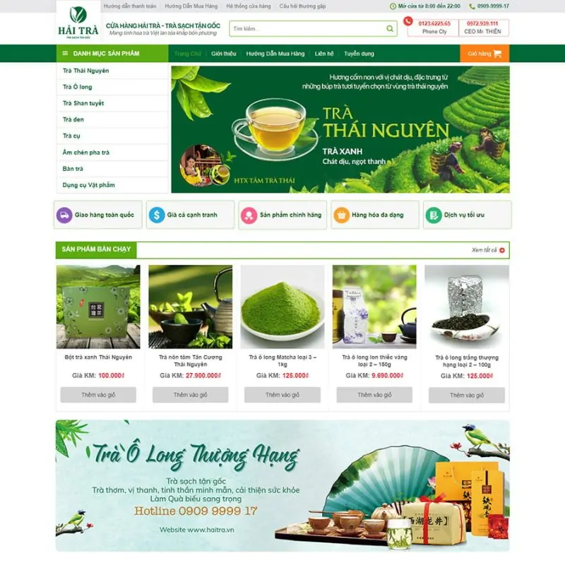 Theme wordpress bán trà xanh