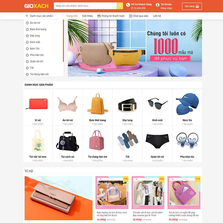 Theme wordpress bán túi , ví 3 Theme wordpress bán túi , ví